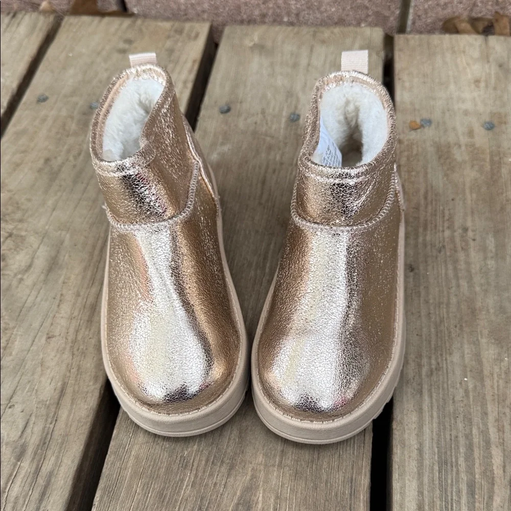 Shimmering Gold Kids Ankle Boots Size 11
